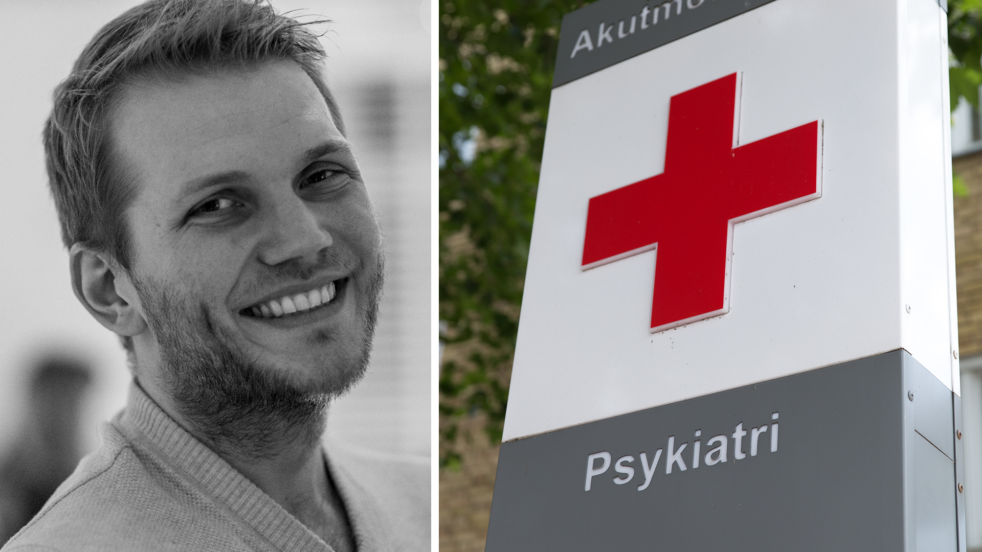 Porträtt på Andre Tärnhäll och en bild på en psykiatrisk mottaggning