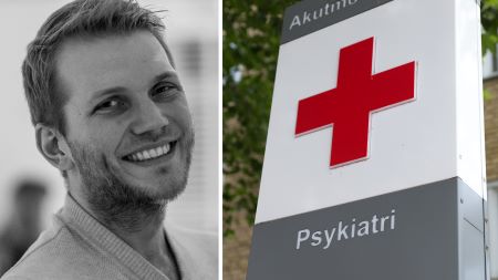 Porträtt på Andre Tärnhäll och en bild på en psykiatrisk mottaggning