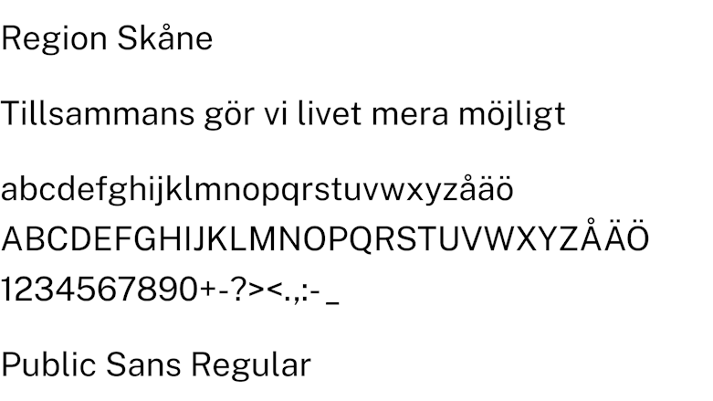 Exempel på typsnittet Public Sans Regular.